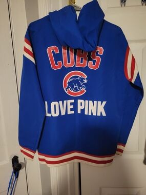 PINK Victoria's Secret Blue Chicago Cubs Hooded Jacket with Red & White Accents
